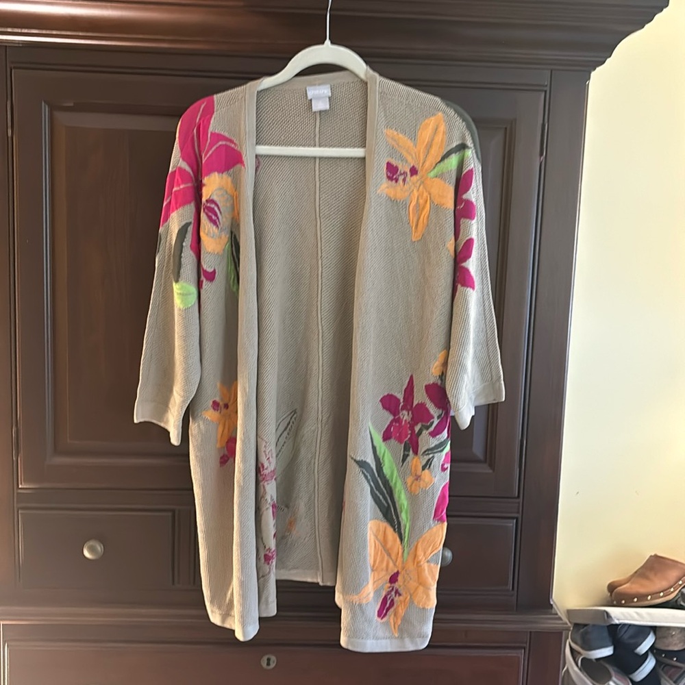 Chicos 2 floral open cardigan NWT beautiful !